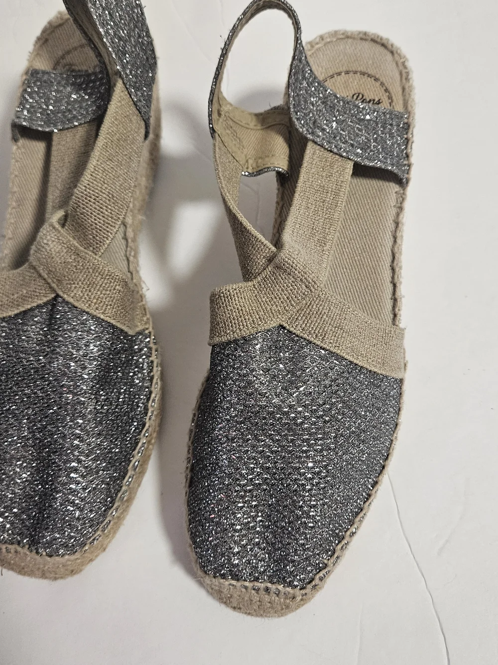 Toni PONS Glitter Espadrille Slingback Flats - Silver